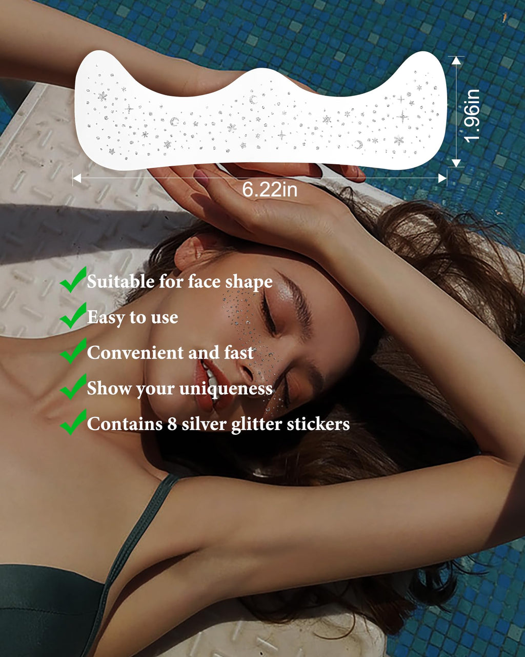 Simpilos Face Glitter Patches – Silver Freckles for Festivals, Concerts & Parties (8 Counts)