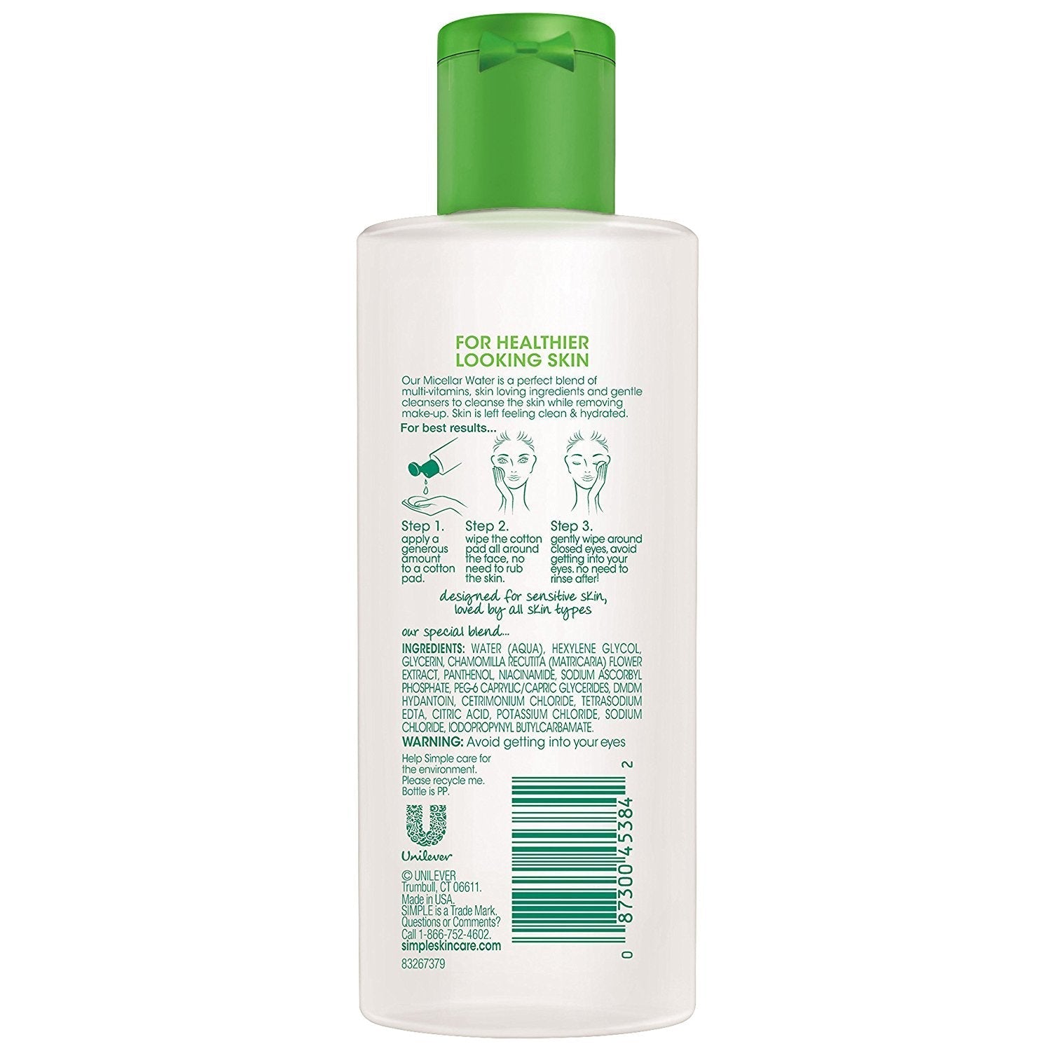 Simple Micellar Cleansing Water, 6.7 oz, 2-Pack – Gentle Makeup Removal & Hydration
