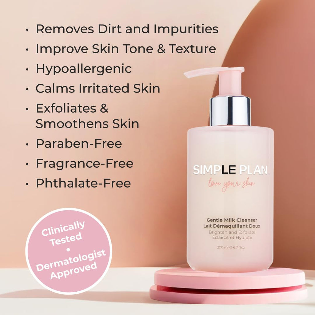 SIMPLE PLAN Hydrating Milky Facial Cleanser – Fragrance-Free Gentle Face Wash for Sensitive & Dry Skin – 200 ml