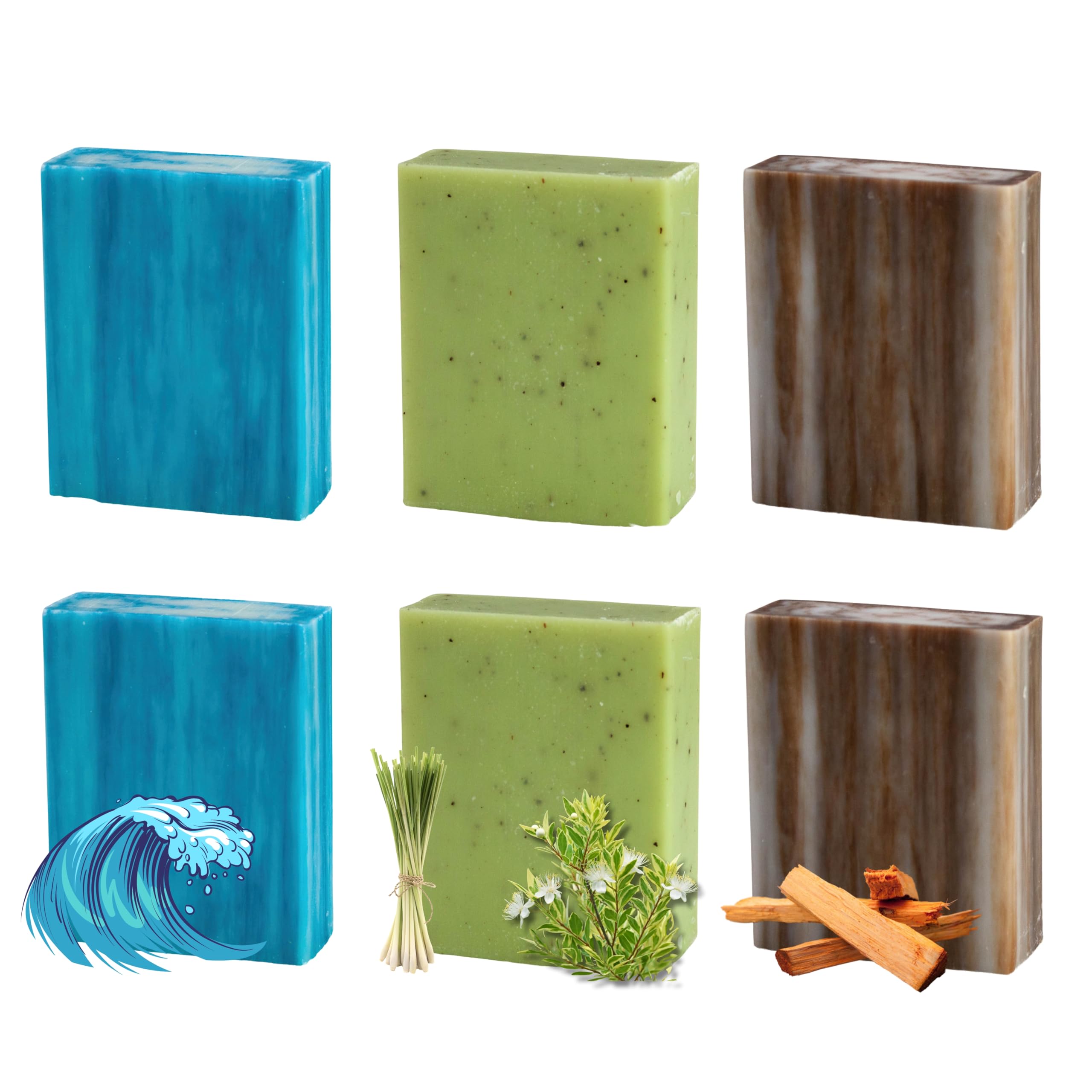 Simple Scents Australia Assorted 6-Pack Natural Soap Bars – Coastal Woods, 3.5oz