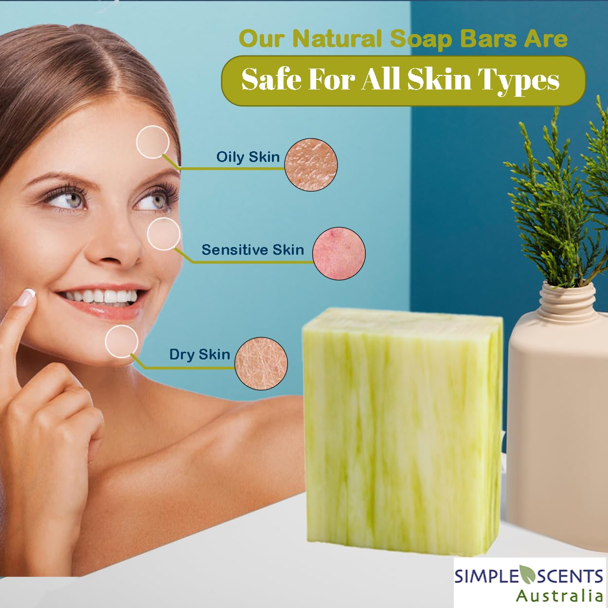 Simple Scents Australia Lemongrass Scented Natural Soap Bars – 12 x 3.5oz French Triple-Milled with Shea Butter