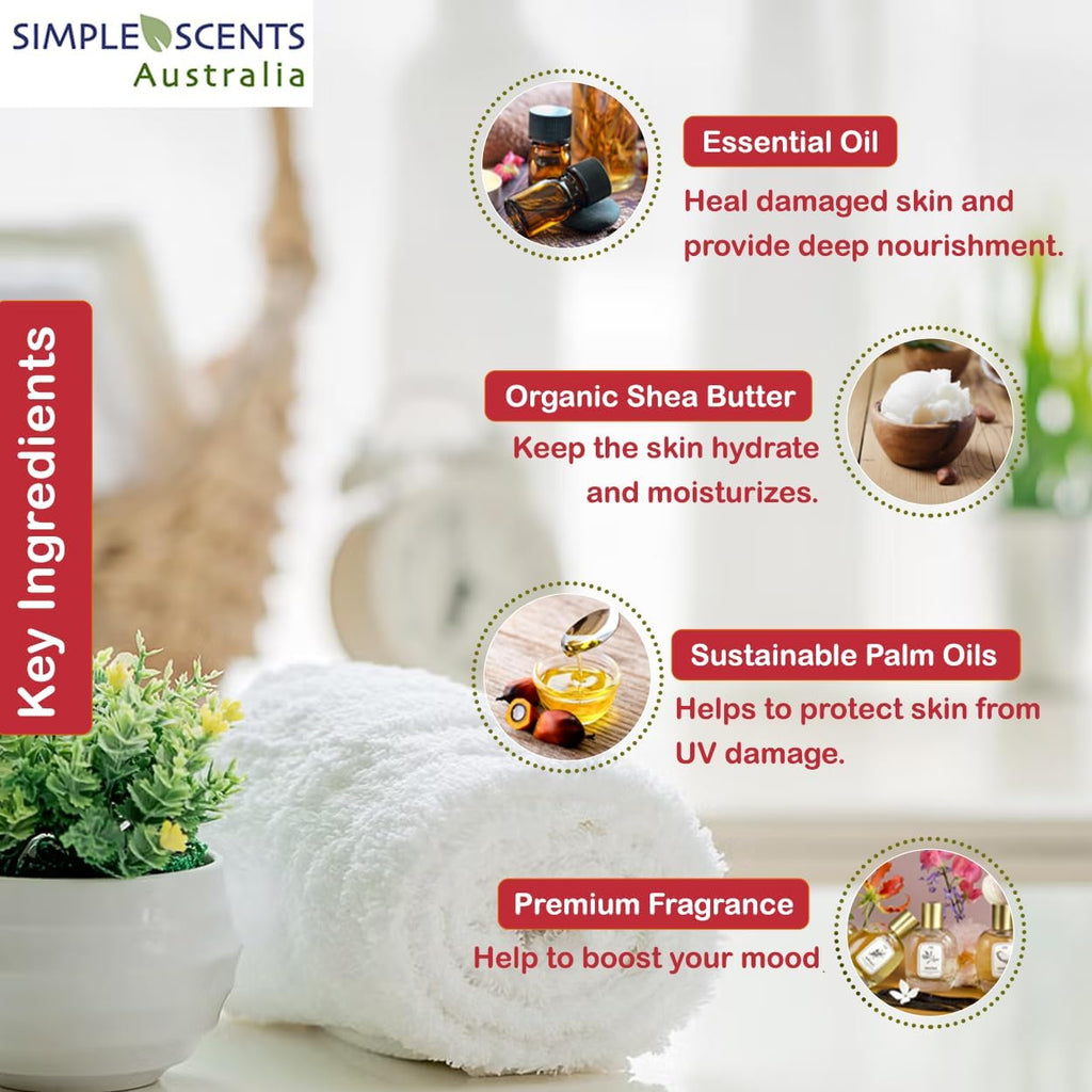 Simple Scents Australia – Assorted 6-Piece Natural Soap Bars | French Triple-Milled with Shea Butter