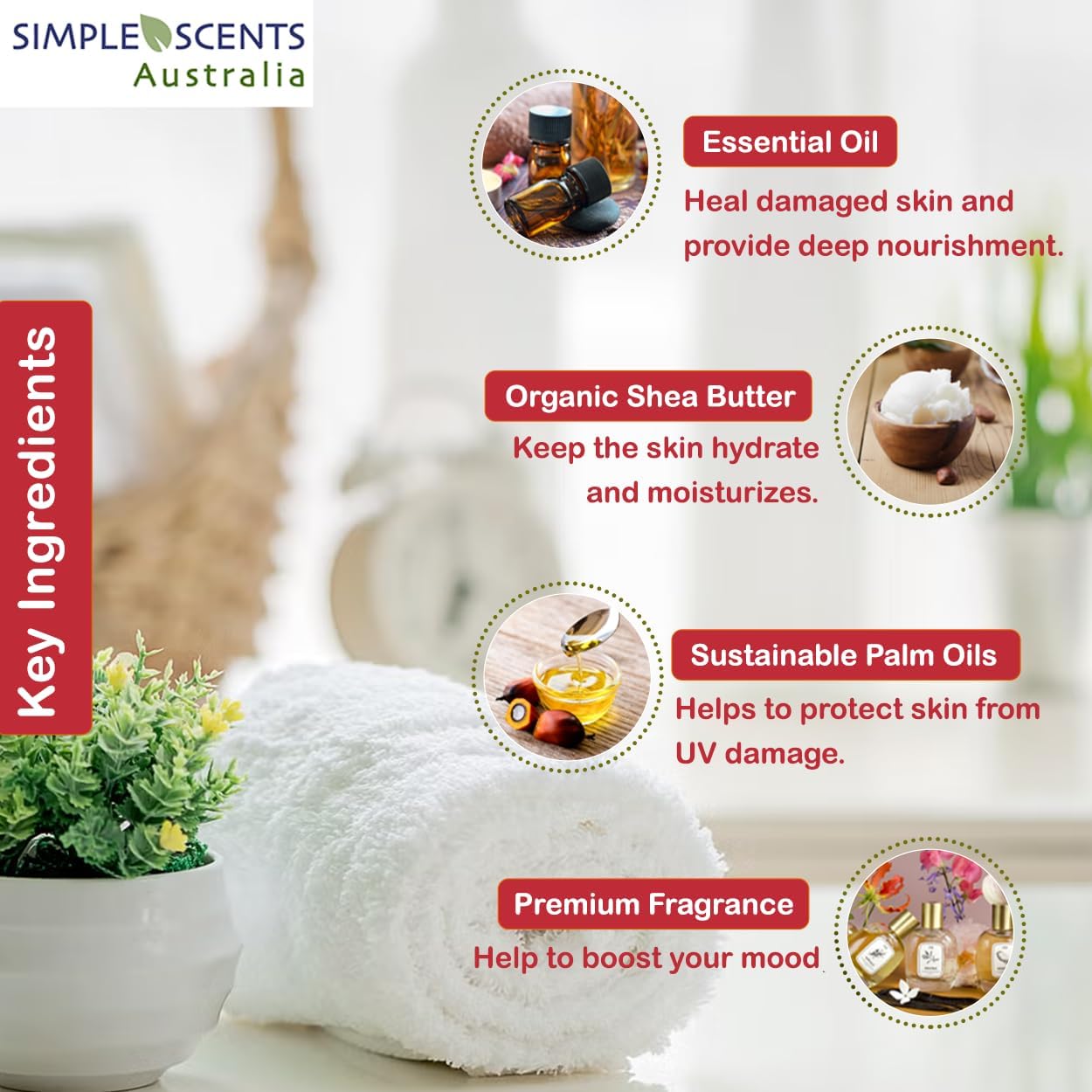 Simple Scents Australia – Assorted 6-Piece Natural Soap Bars | French Triple-Milled with Shea Butter