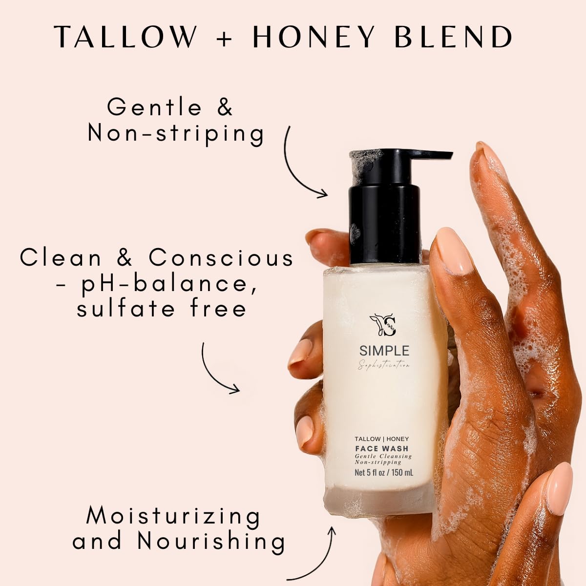 Simple Sophistication Tallow Honey Cleansing Milk — Gentle Hydrating Face Wash for Sensitive Skin