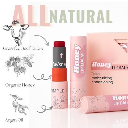 Natural Honey Lip Balm – 3 Pack (3x0.15 oz) Tinted | Simple Sophistication