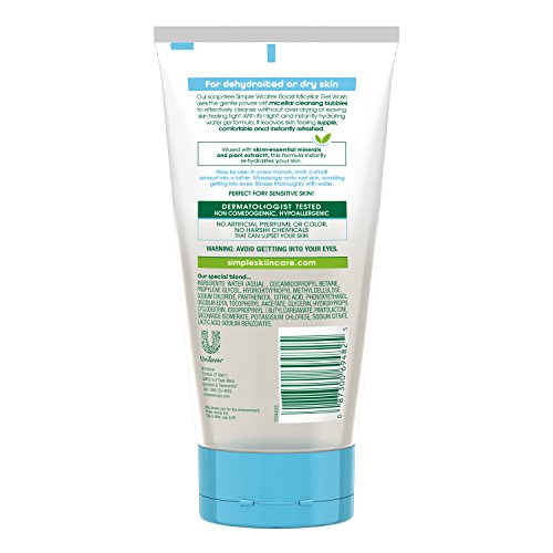 Simple Water Boost Micellar Facial Gel Wash for Sensitive Skin – 5 oz (Pack of 3)