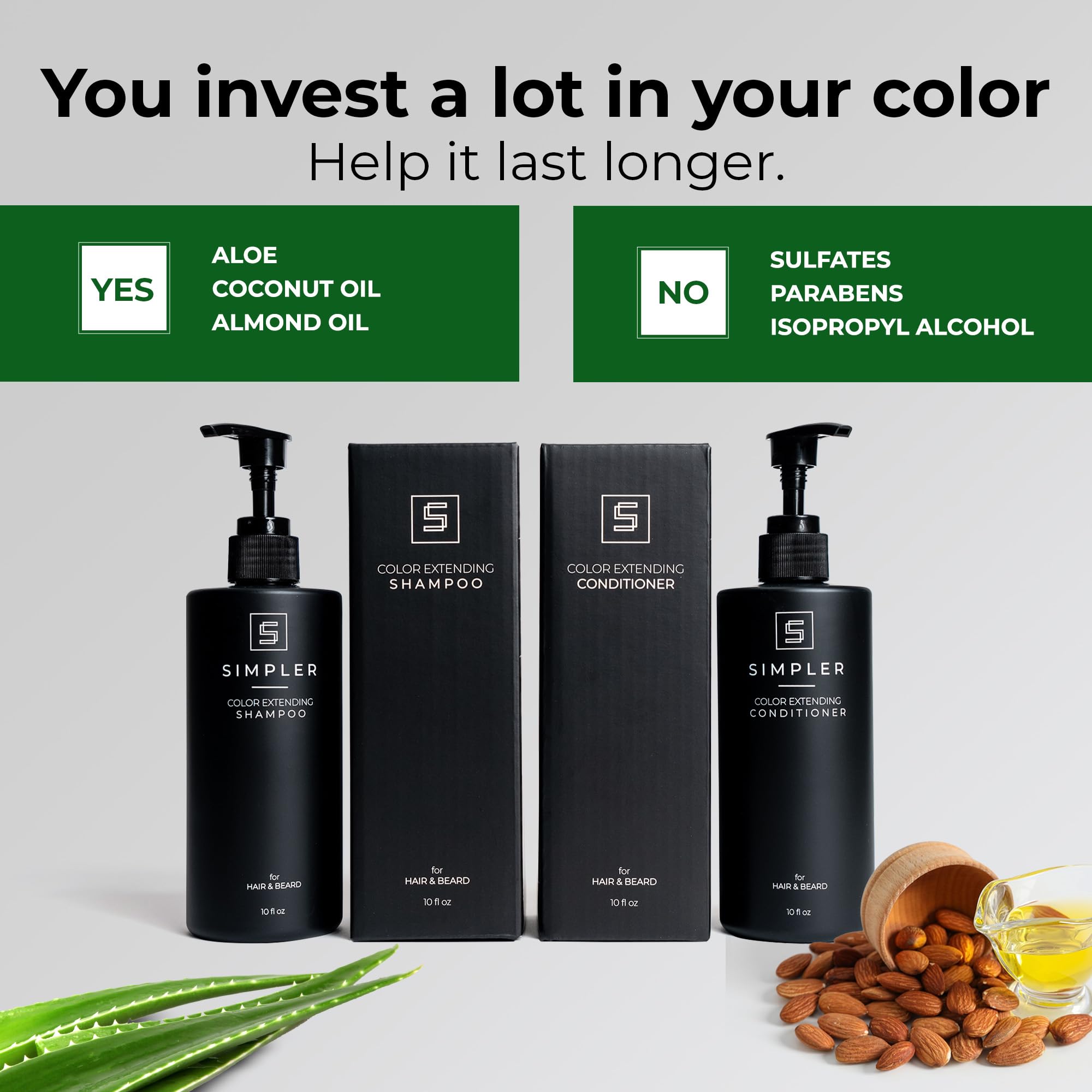 SIMPLER HAIR COLOR: Color Protecting Shampoo & Conditioner for Men – Sweet Agave Scent