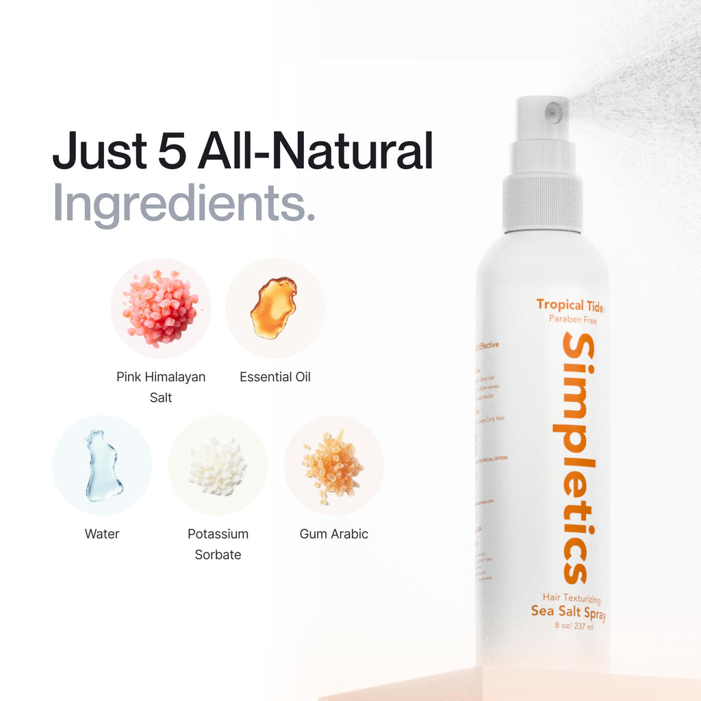 Simpletics Himalayan Sea Salt Hair Spray (Vanilla) – Light Hold, 5-Ingredient Formula, Paraben & Sulfate Free