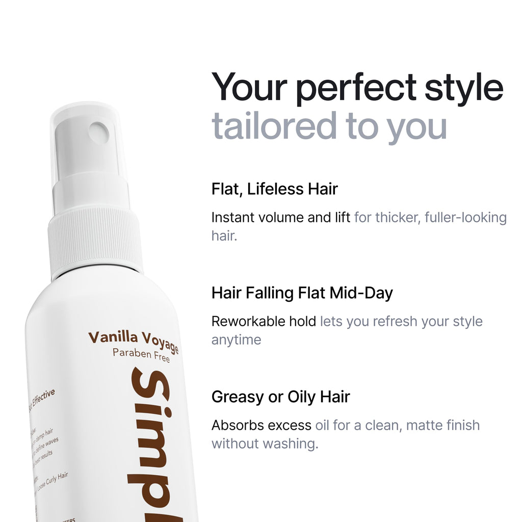 Simpletics Himalayan Sea Salt Hair Spray (Vanilla) – Light Hold, 5-Ingredient Formula, Paraben & Sulfate Free