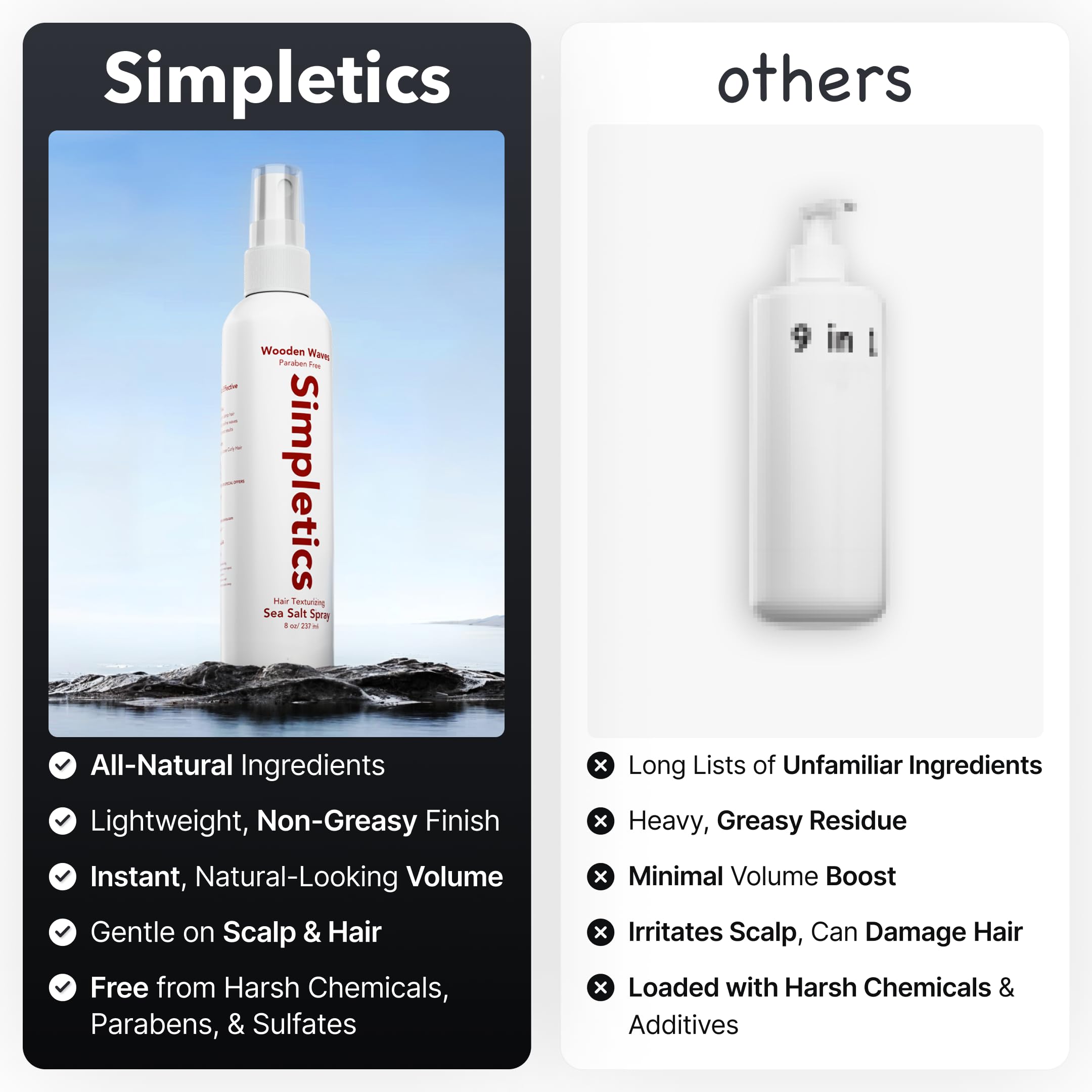 Simpletics Himalayan Sea Salt Hair Spray (Vanilla) – Light Hold, 5-Ingredient Formula, Paraben & Sulfate Free
