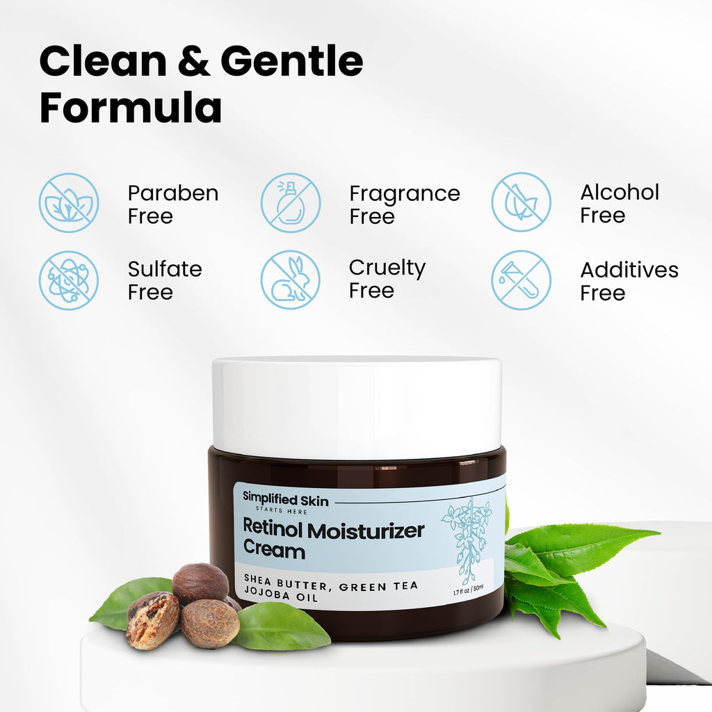 Simplified Skin Retinol Cream for Face (2-Pack) – 2.5% Retinol Moisturizer with Hyaluronic Acid for Fine Lines, Firming & Collagen Support – 1.7 oz