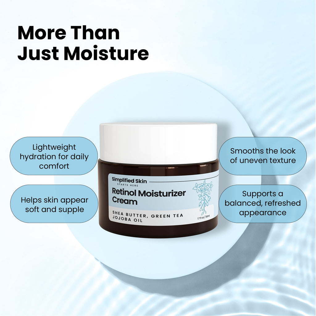 Simplified Skin Retinol Cream for Face (2-Pack) – 2.5% Retinol Moisturizer with Hyaluronic Acid for Fine Lines, Firming & Collagen Support – 1.7 oz