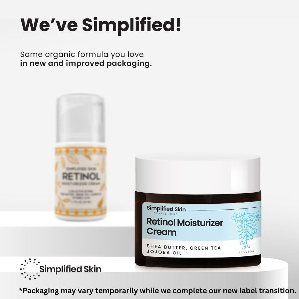 Simplified Skin Retinol Cream for Face (2-Pack) – 2.5% Retinol Moisturizer with Hyaluronic Acid for Fine Lines, Firming & Collagen Support – 1.7 oz