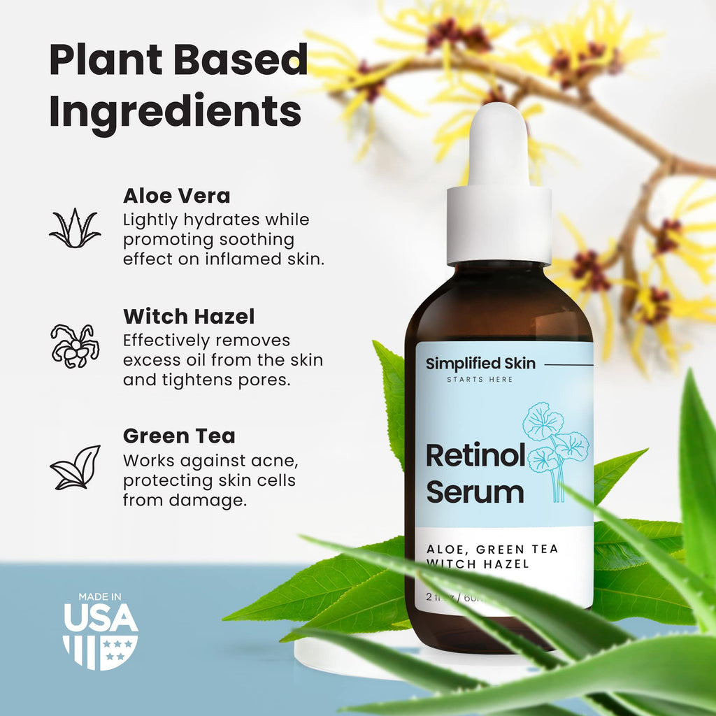 Simplified Skin Retinol Serum 2.5% + Hyaluronic Acid – Day & Night Anti-Aging, 2 fl oz