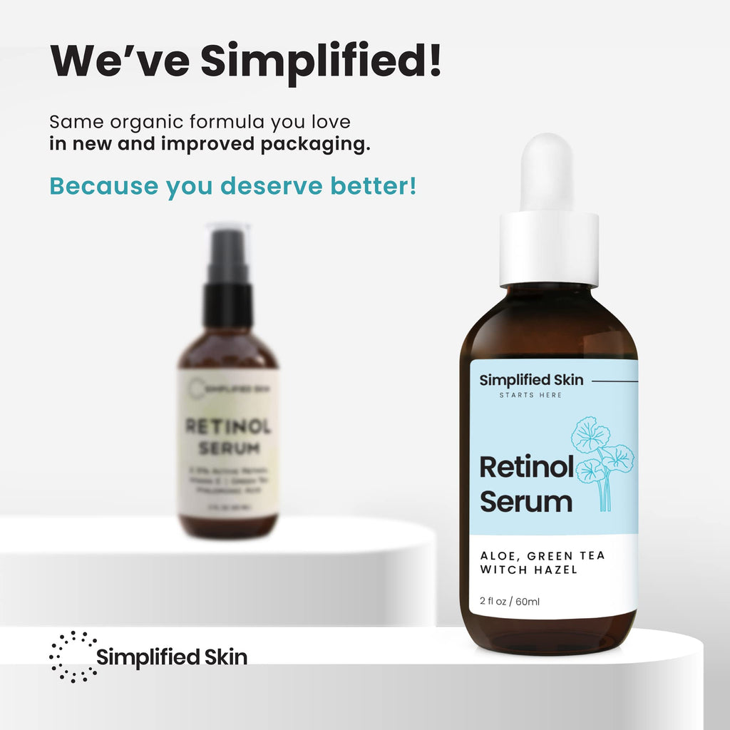 Simplified Skin Retinol Serum 2.5% + Hyaluronic Acid – Day & Night Anti-Aging, 2 fl oz