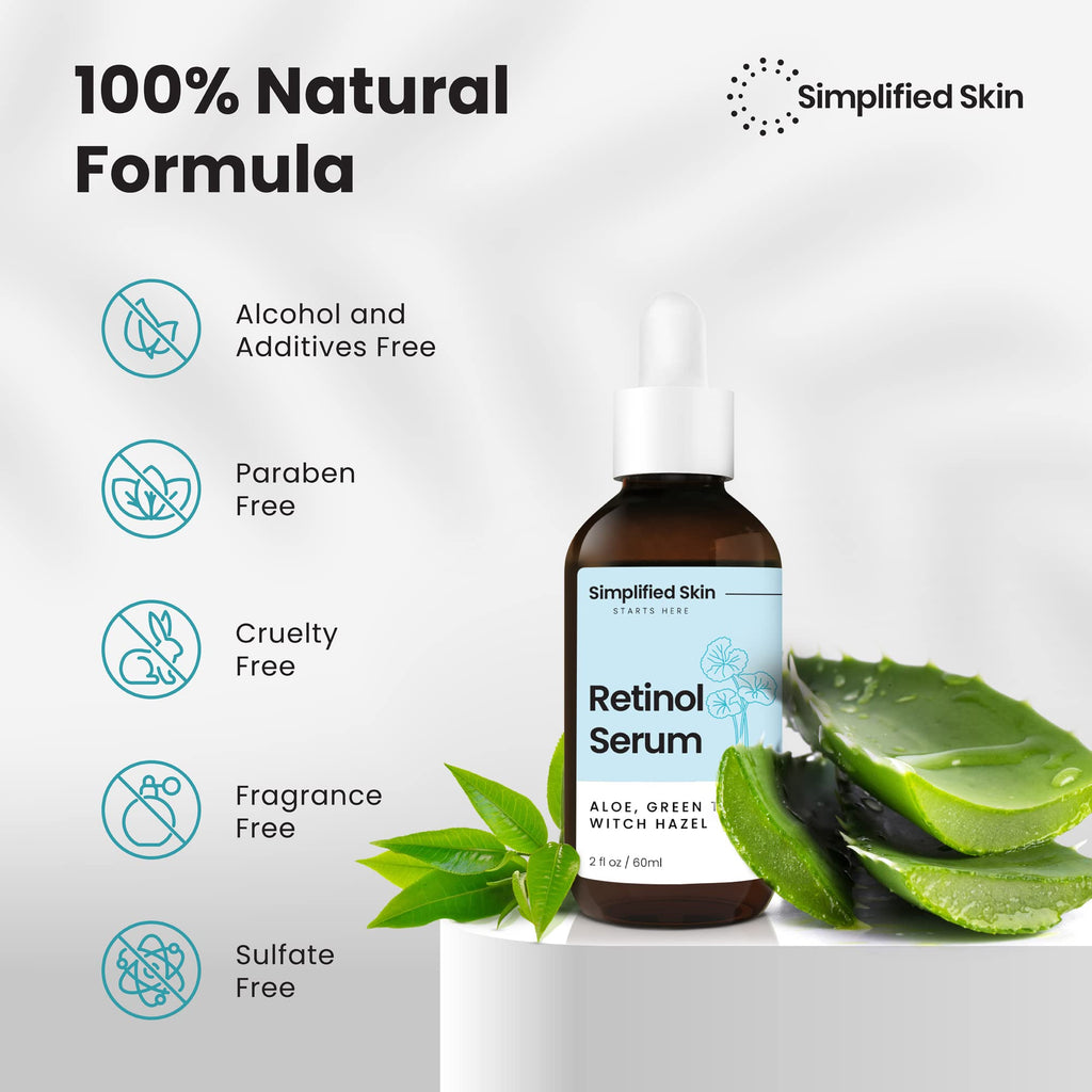 Simplified Skin Retinol Serum 2.5% + Hyaluronic Acid – Day & Night Anti-Aging, 2 fl oz
