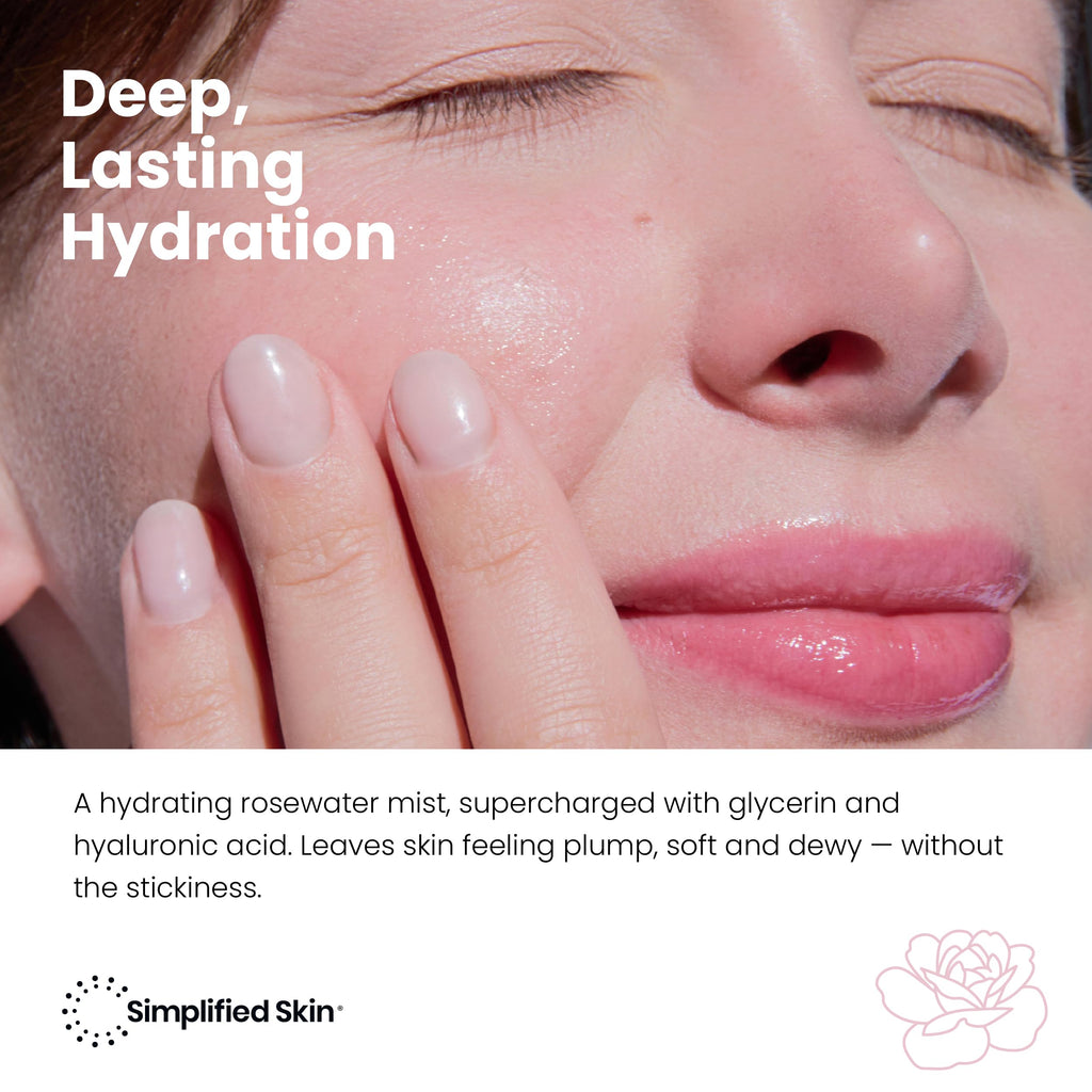 Simplified Skin Rosewater & Glycerin Spray – Hydrating Facial Mist (4 oz)