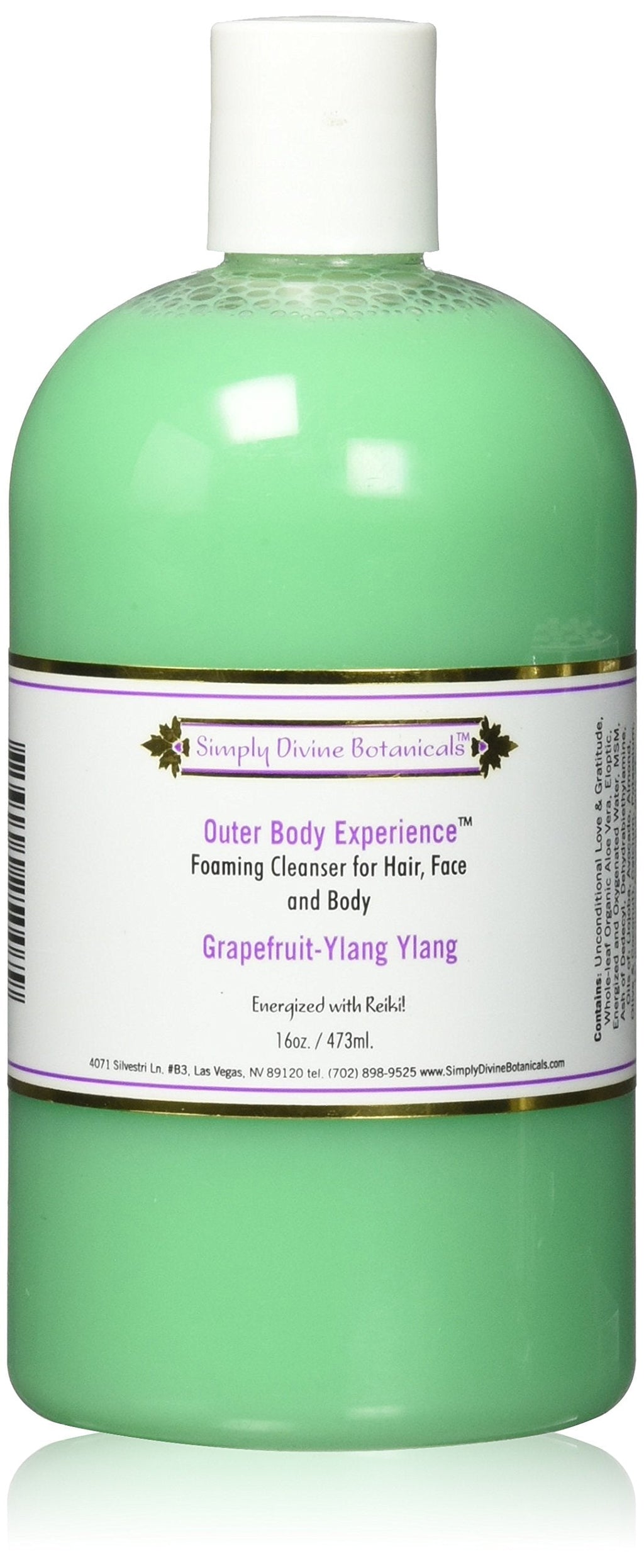 Simply Divine Botanicals Outer Body Experience: Natural 3-in-1 Foaming Cleanser (16 oz) Grapefruit-Ylang Ylang