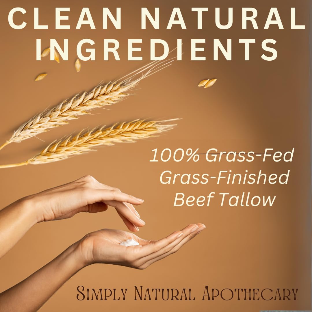 Simply Natural Apothecary Beef Tallow Balm — Unscented Moisturizer, 2 oz