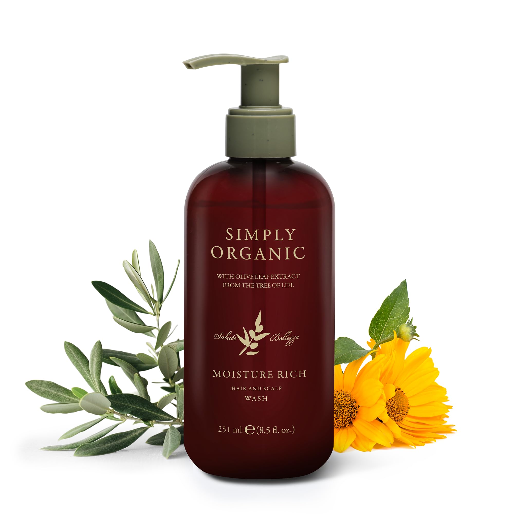 SIMPLY ORGANIC Nourishing Hair Deep Shampoo Scalp Wash – Moisture Rich, Made in Italy, Cruelty-Free, Grapeseed & Olive Leaf Extract, 251ml