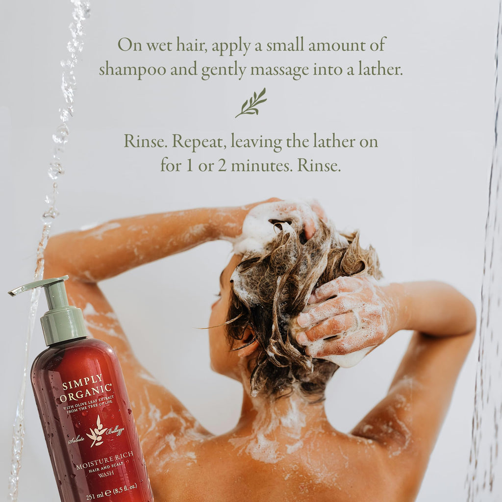 SIMPLY ORGANIC Nourishing Hair Deep Shampoo Scalp Wash – Moisture Rich, Made in Italy, Cruelty-Free, Grapeseed & Olive Leaf Extract, 251ml
