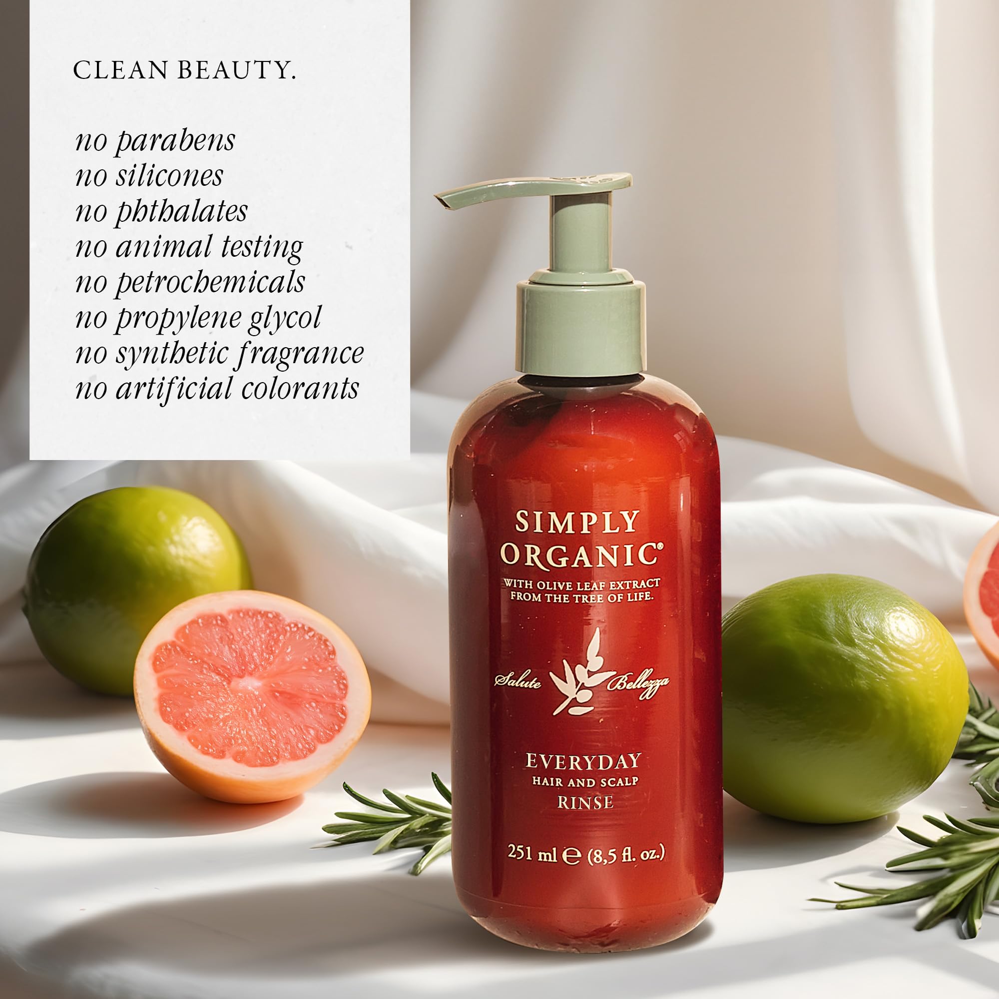SIMPLY ORGANIC Hair & Scalp Rinse Daily Conditioner – Made in Italy, All Natural