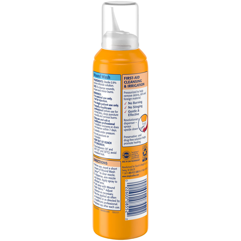 Simply Saline Wound Wash 7.4 oz Can – Continuous Spray, Gentle Cleansing (6 Pack)
