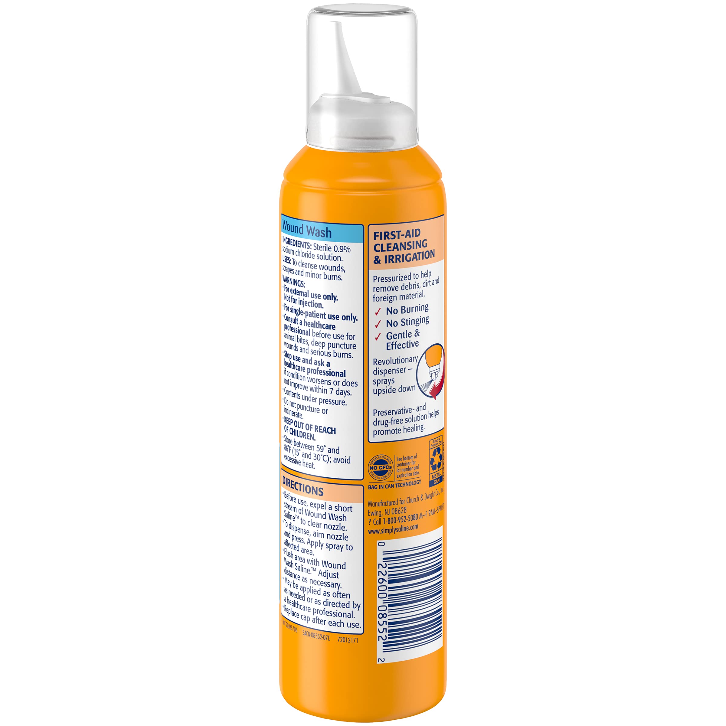 Simply Saline Wound Wash 7.4 oz Can – Continuous Spray, Gentle Cleansing (6 Pack)
