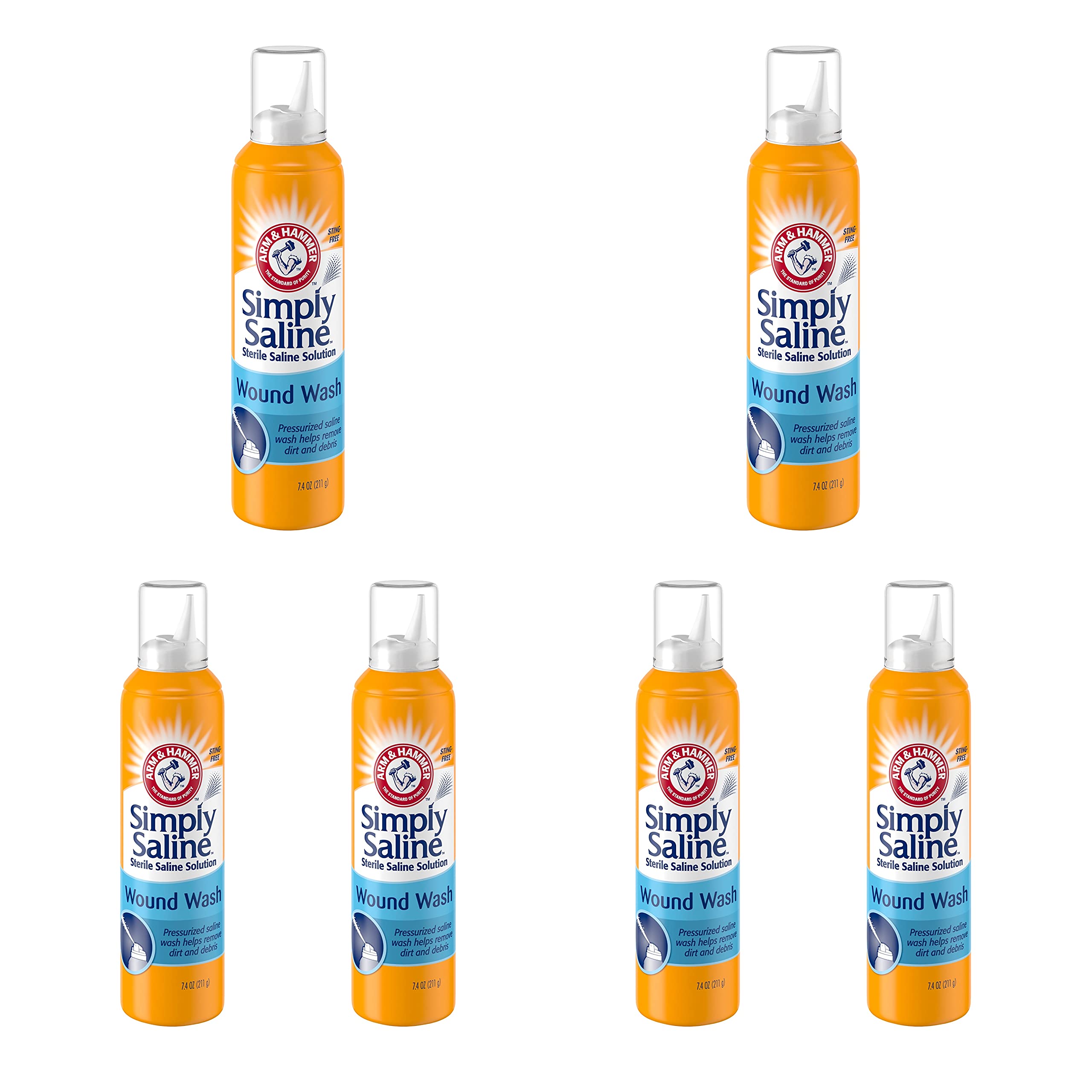 Simply Saline Wound Wash 7.4 oz Can – Continuous Spray, Gentle Cleansing (6 Pack)
