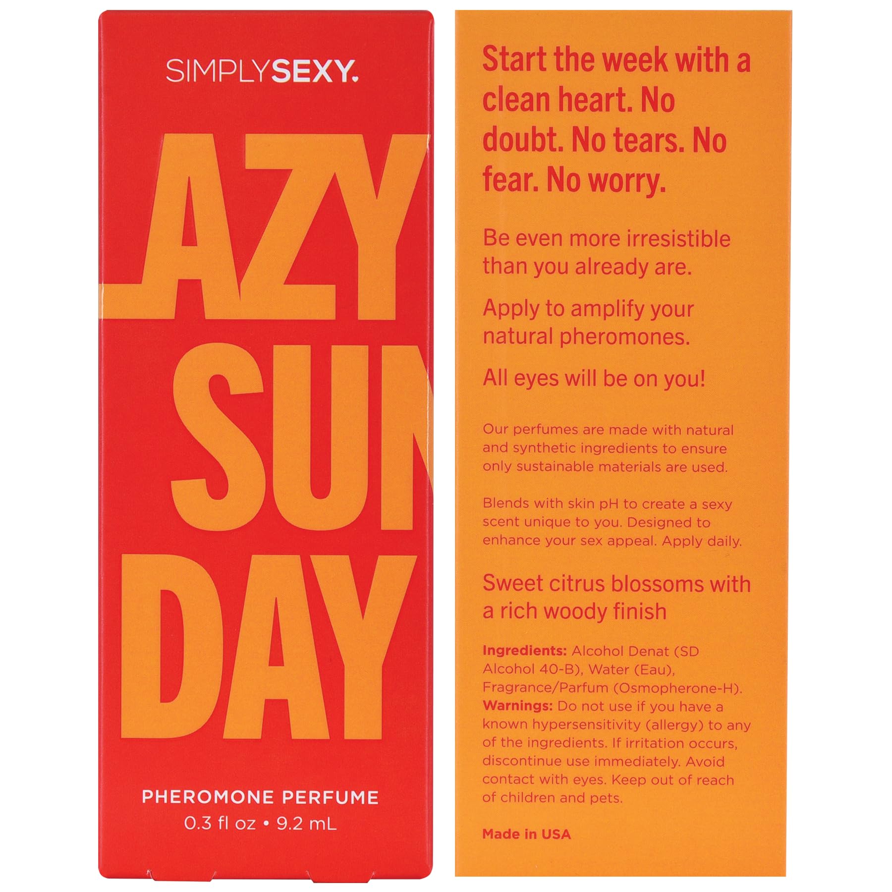 SIMPLY SEXY Affirmations Lazy Sunday Pheromone Perfume – Citrus Floral Woody Scent, 0.3 fl oz
