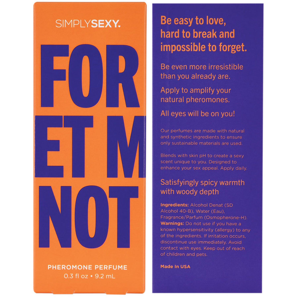 SIMPLY SEXY Forget Me Not Pheromone Perfume – Warm Spiced Woody Fragrance for Women – 0.3 fl oz Travel Size