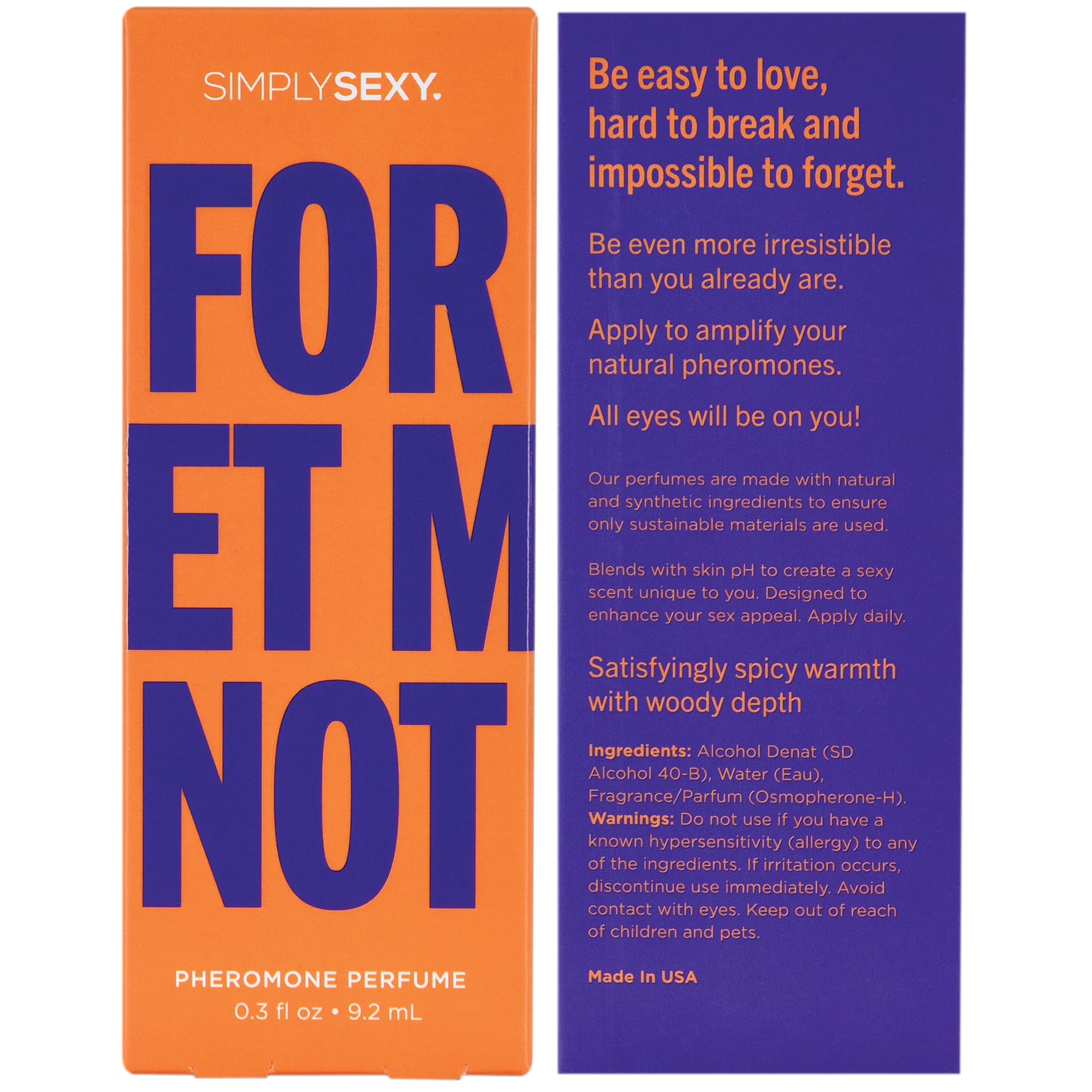 SIMPLY SEXY Forget Me Not Pheromone Perfume – Warm Spiced Woody Fragrance for Women – 0.3 fl oz Travel Size