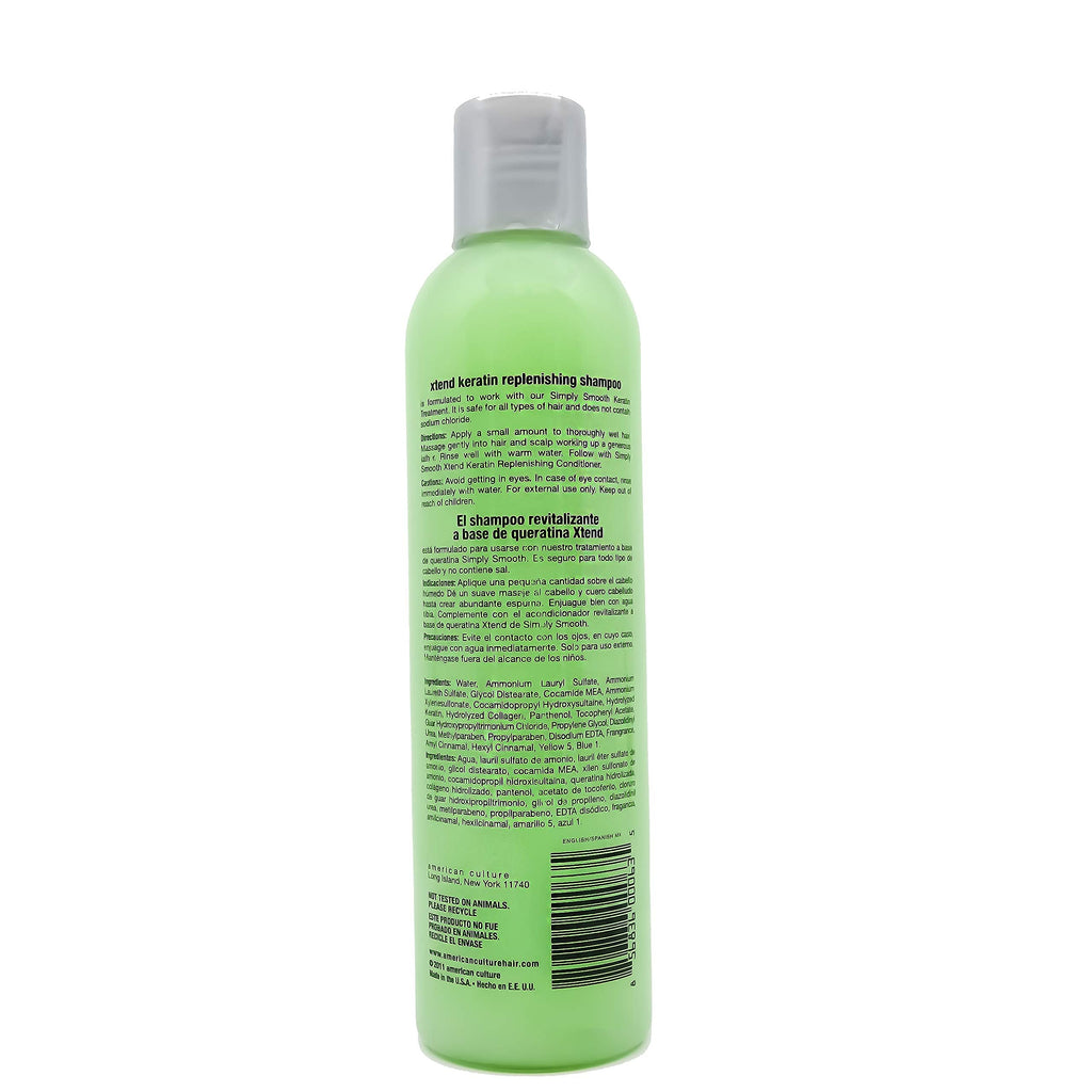 SIMPLY SMOOTH Xtend Keratin Replenishing Shampoo Tropical | Sulfate-Free Daily Cleanser for Frizzy, Dry & Damaged Hair | Keratin & Color Safe | 8.5 oz
