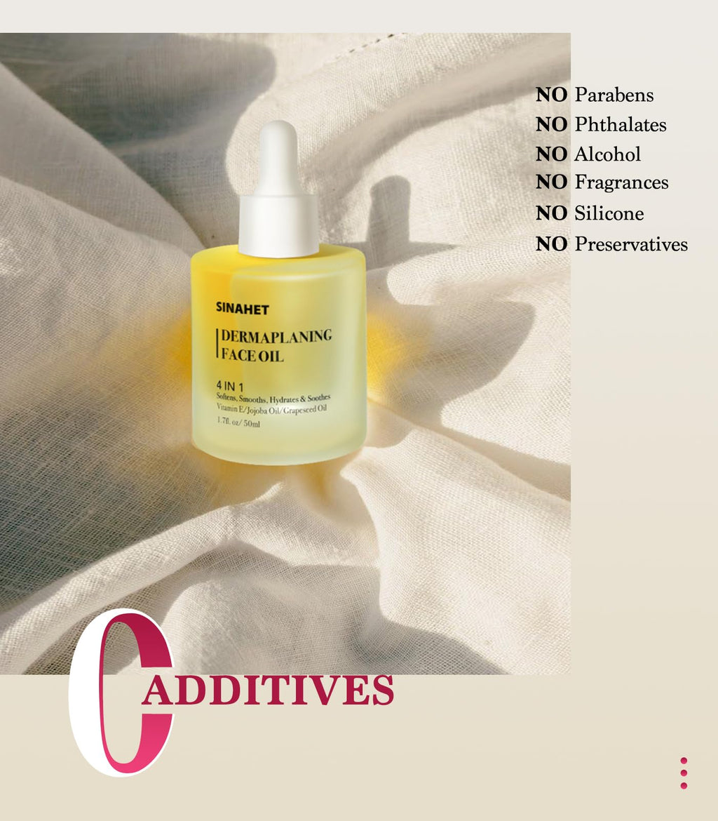 SINAHET Dermaplaning Oil – Natural Moisturizing Shave for Face & Body (Jojoba, Tea Tree, Grapeseed, Vitamin E)