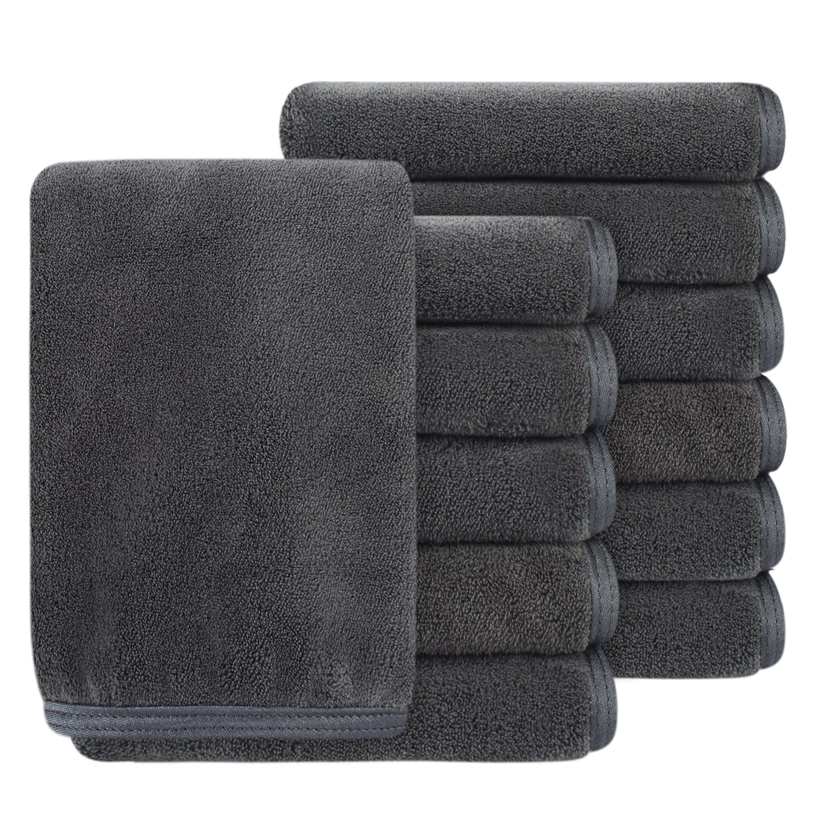 SINLAND Absorbent Coral Velvet Washcloths – Ultra-Soft Microfiber Face Towels, 12x12 in, 7-Pack
