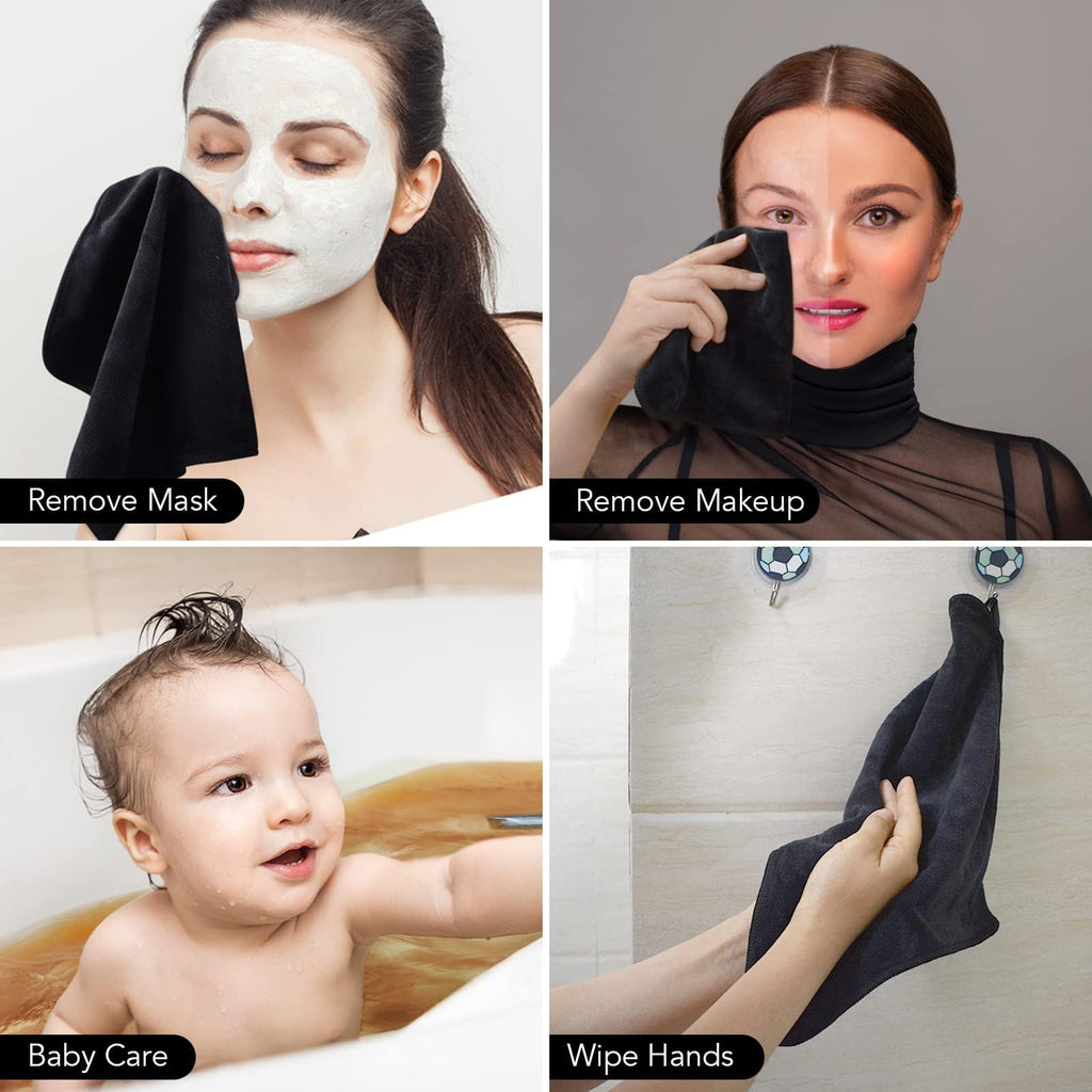 SINLAND Microfiber Facial Cloths – Fast Drying 12x12 Washcloths for Gentle Makeup Removal