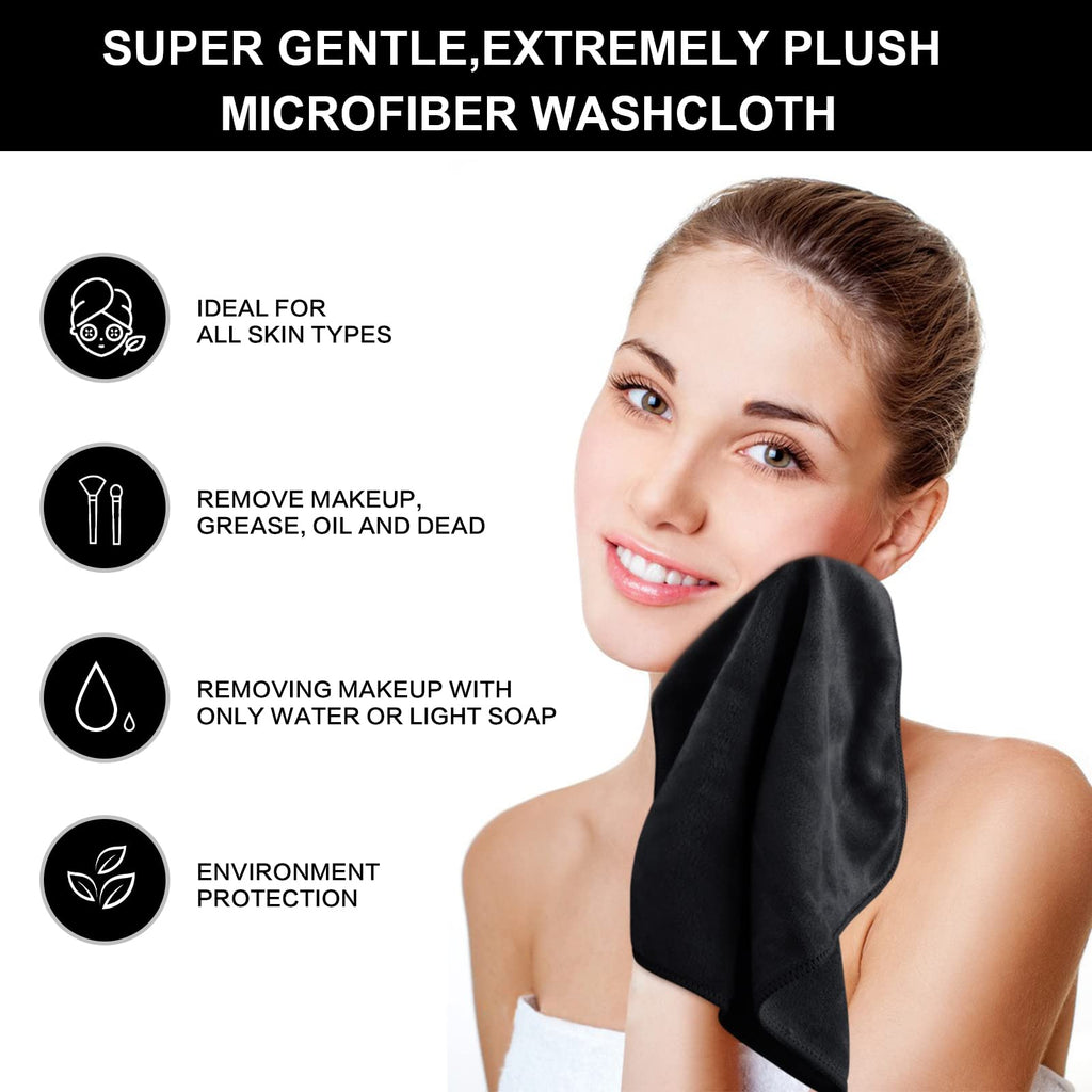 SINLAND Microfiber Facial Cloths — Fast-Drying, Absorbent 12x12 in Makeup Remover Washcloths