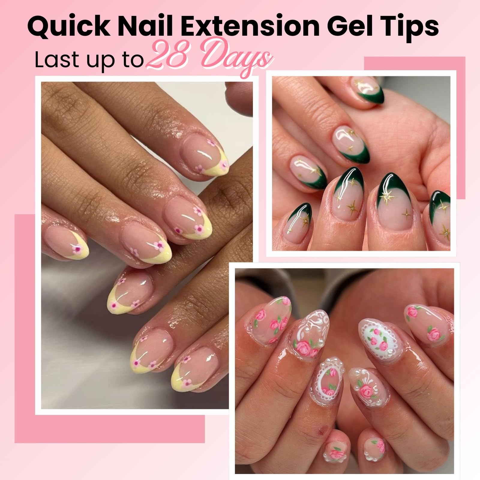 SINOKAME Extra Short Almond Nail Tips – No-File Gel Extensions, 600 Pcs, 12 Sizes