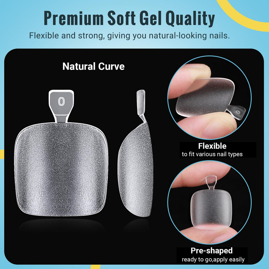 SINOKAME Clear Press-On Toenails Kit — 15 Sizes, 300 Pcs, Full Cover Matte Gel Tips