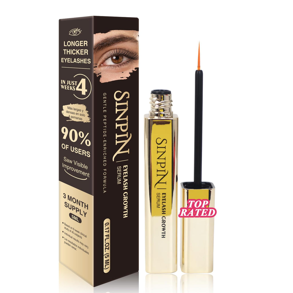 SINPIN Natural Lash Growth Serum – See Visible Results in 4 Weeks, Prostaglandin-Free, Biotin & Peptides, 5ml