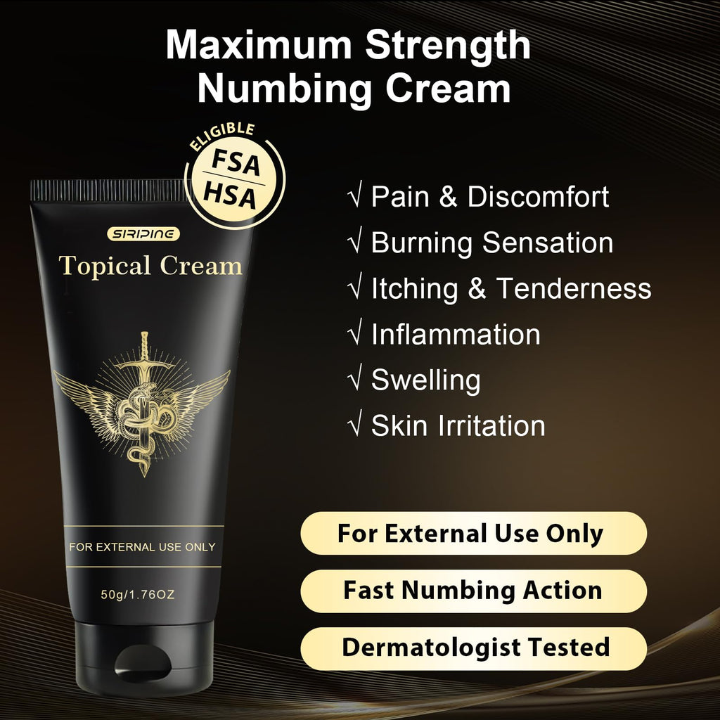 Siripine Numbing Cream – Maximum Strength Topical Skin Cream with Emu Oil, Arnica & Vitamin E – 1.76oz