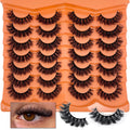 SISIYDY Fluffy Mink Lashes Wispy 3D - 18mm D-Curl Cat-Eye, 14 Pairs YH207