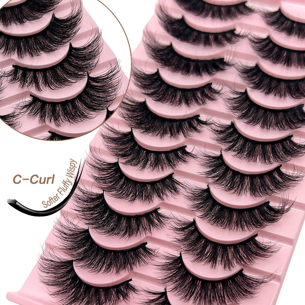 SISIYDY Wispy Lashes 18mm 3D Faux Mink Cat Eye Lashes Pack 10 Pairs YH012
