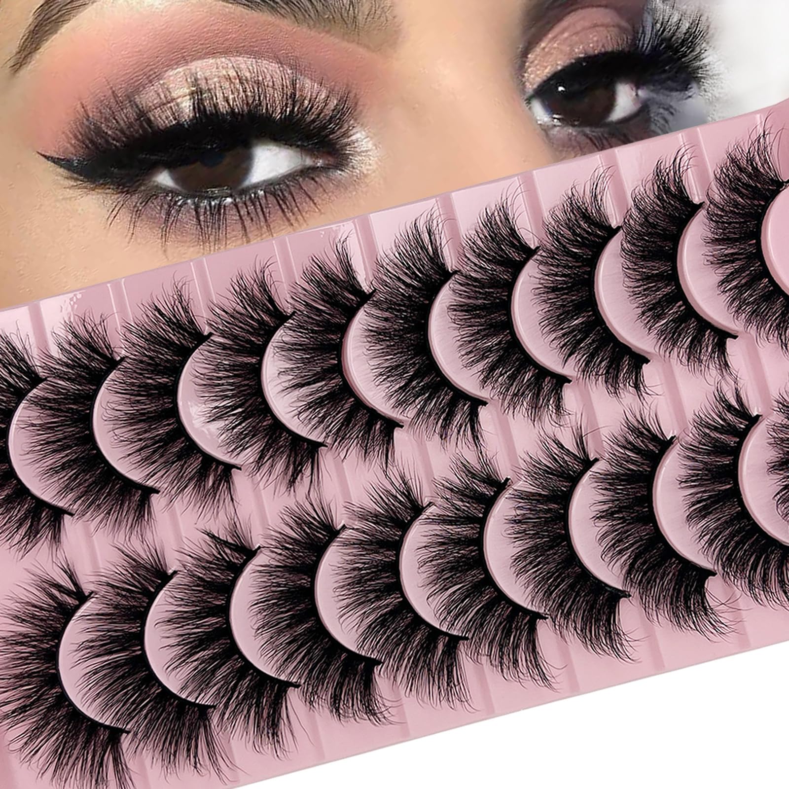 SISIYDY Wispy Lashes 18mm 3D Faux Mink Cat Eye Lashes Pack 10 Pairs YH012