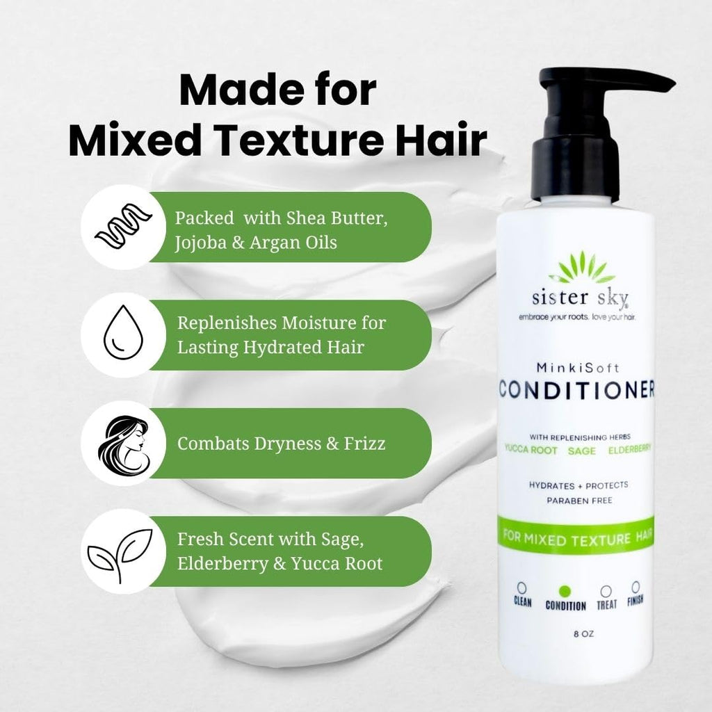 Sister Sky MinkiSoft Conditioner – Paraben Free, Sulfate Free for Diverse, Coarse, Dry Hair
