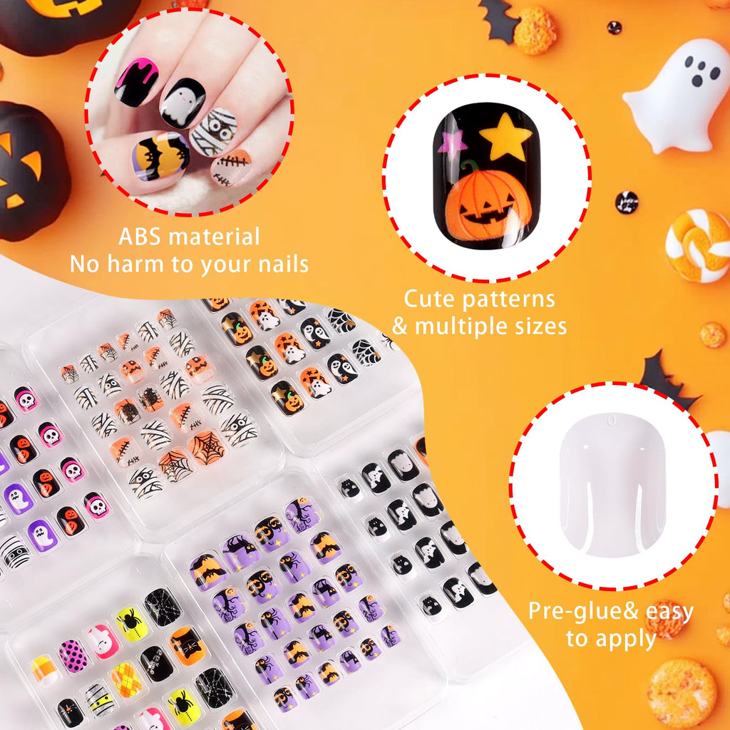 SIUSIO 6 Pack Kids Press-On Nails – Pre-glue Rainbow Gradient Full Cover Nails