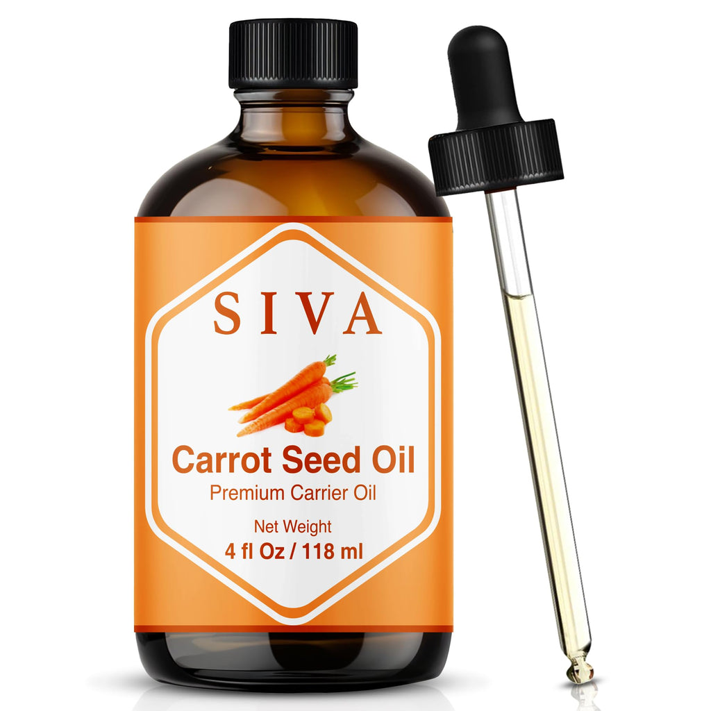 SIVA Carrot Seed Oil 4oz – Premium Cold-Pressed Carrier Oil for Face, Skin & Hair