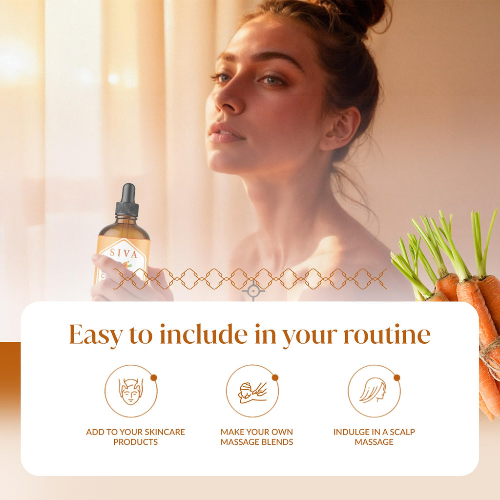 SIVA Carrot Seed Oil 4oz – Premium Cold-Pressed Carrier Oil for Face, Skin & Hair