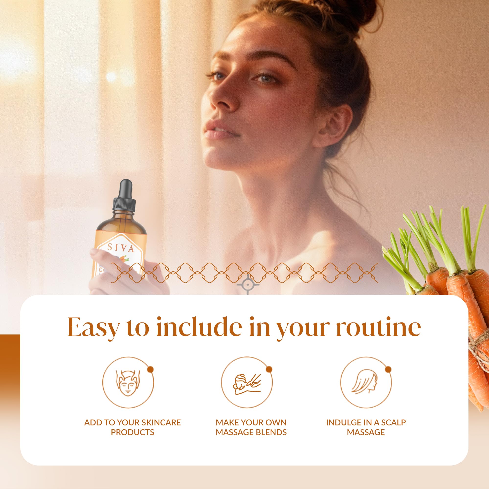 SIVA Carrot Seed Oil 4oz – Premium Cold-Pressed Carrier Oil for Face, Skin & Hair
