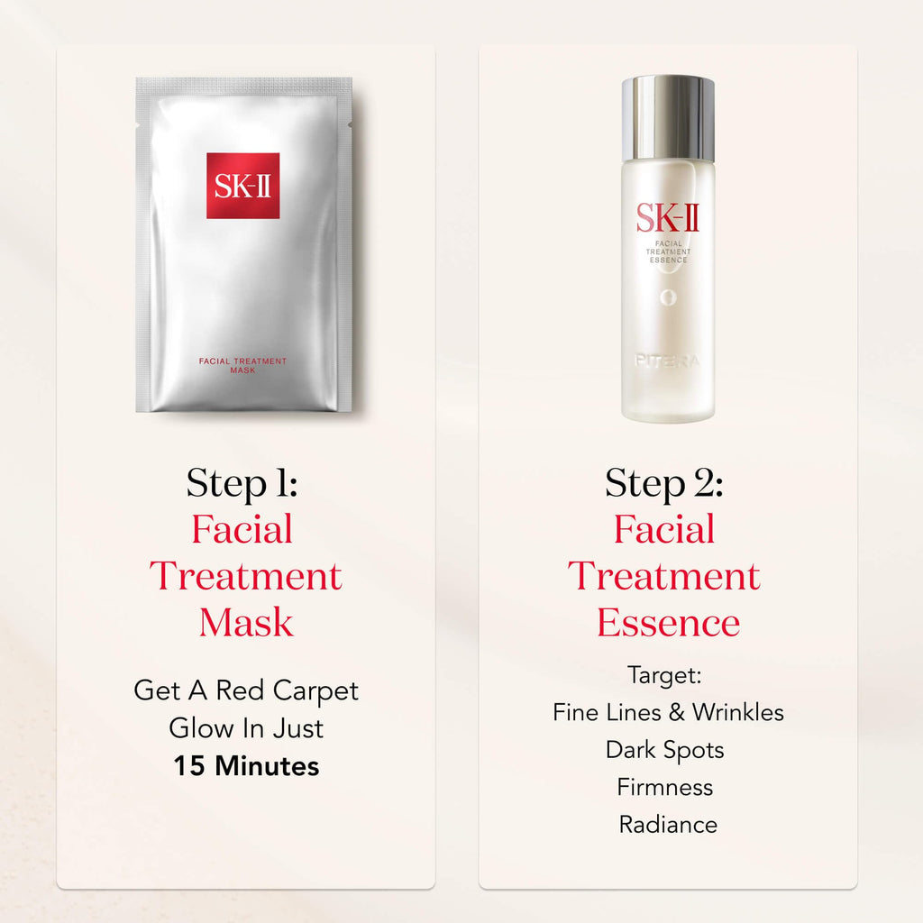 SK-II Glow Up Duo: Anti-Aging Skin Care Set with Facial Treatment Essence & 3 Hydrating Masks (4 Count)